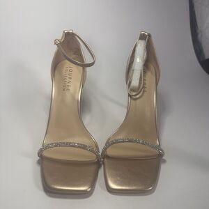 Journee Collection Zoya Gold Rhinestone Ankle Strap Heels Women’s Size 11 NIB